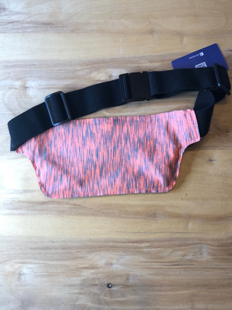 Fanny Pack Orange and Gray with 2 zippered pockets stretchy material NWT - Picture 4 of 12